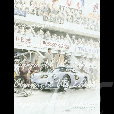 Porsche Poster 550 A Le Mans 1956 n° 25 auf Leinwand limitierte Auflage signiert von Uli Ehret - 309