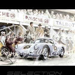 Porsche Poster 550 A Le Mans 1956 n° 25 auf Leinwand limitierte Auflage signiert von Uli Ehret - 309A