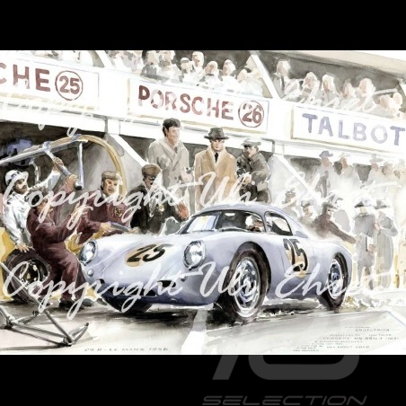 Affiche Porsche 550 A Le Mans 1956 n° 25 édition limitée signée Uli Ehret - 309A - sur toile canvas leinwand
