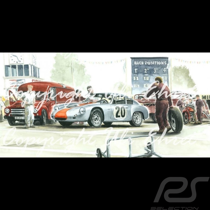Porsche Poster 356 Abarth Goodwood 1962 on canvas limited edition signed by Uli Ehret - 426