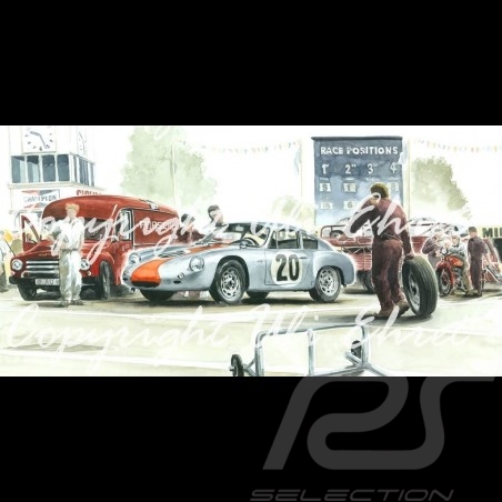 Porsche Poster 356 Abarth Goodwood 1962 on canvas limited edition signed by Uli Ehret - 426