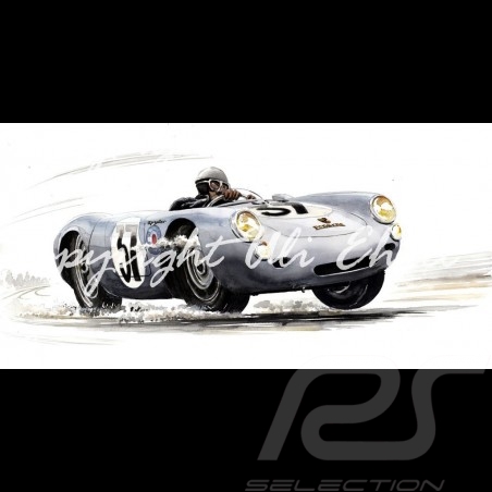 Porsche 550 Le Mans 1955 n° 37 von Frankenberg Edition limitée Uli Ehret - 113 - sur toile canvas Leinwand