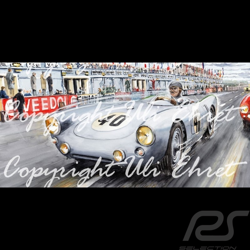 Porsche 550 Le Mans 1954 n° 40 von Frankenberg Edition limitée Uli Ehret - 134 - sur toile canvas Leinwand