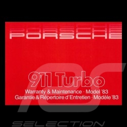 Reproduction carnet d'entretien Porsche 911 Turbo 1982