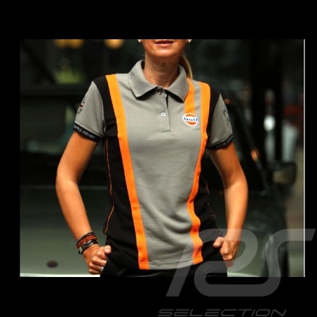 Polo shirt Gulf Racing Team grey and orange - women