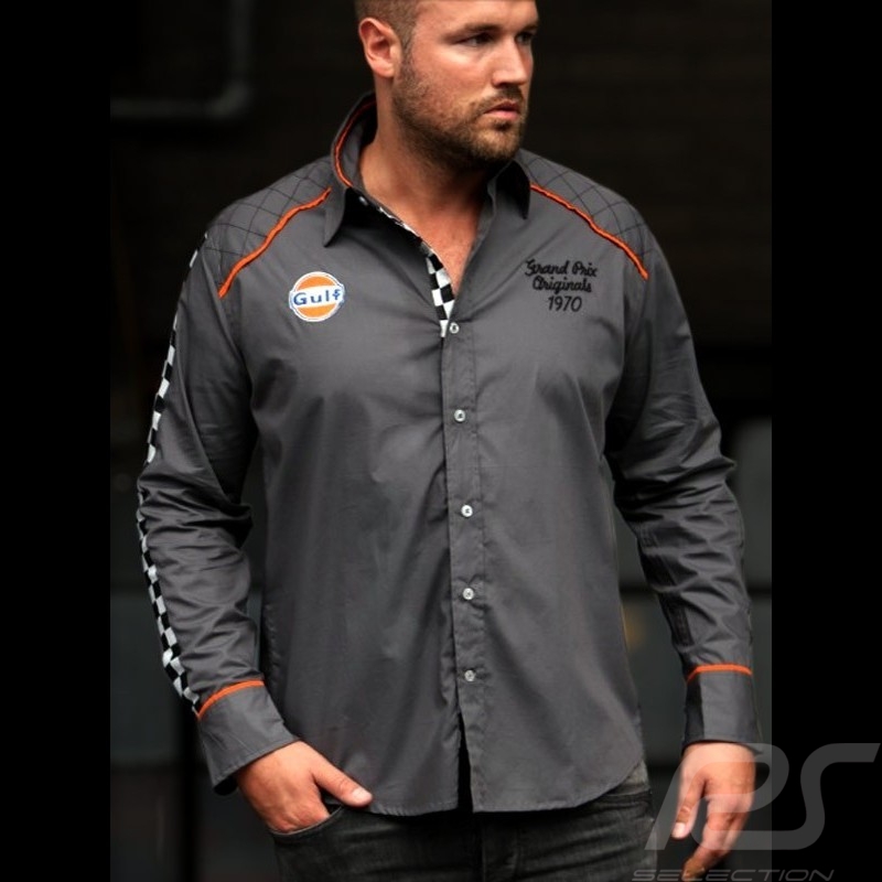 Shirt Gulf chequered flag dark grey - men