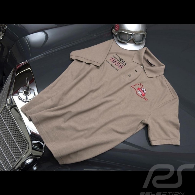 Polo Porsche 550 A 1956 Hans Herrmann Solitude revival  - homme men herren  beige noisette hazelnut hazelnuß