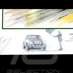 Porsche Poster 911 Francorchamps 1967 " Victoire pour un fil " dédicacée