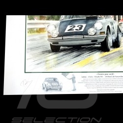 Porsche Poster 911 Francorchamps 1967 " Victoire pour un fil " autographed