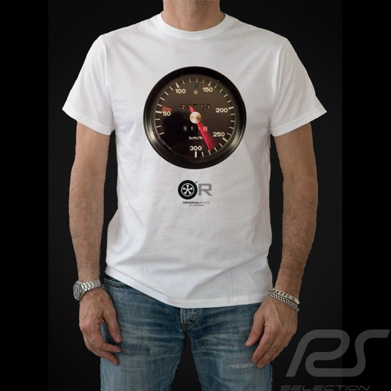 T-shirt Porsche 911 Tachometer 300 km/h weiß - Herren