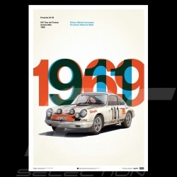 Porsche Poster 911 R vainqueur winner sieger Tour de France 1969 Edition limitée