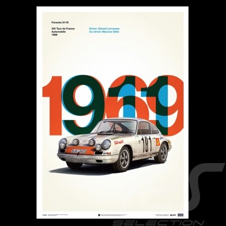 Porsche Poster 911 R winner Tour de France 1969 Limited edition