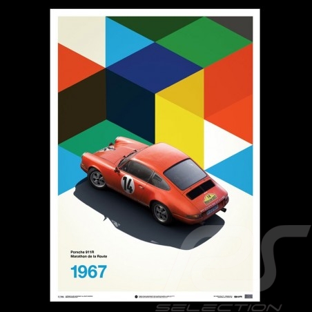 Porsche Poster 911 R Sieger Marathon de la route 1967 Limitierte Auflage