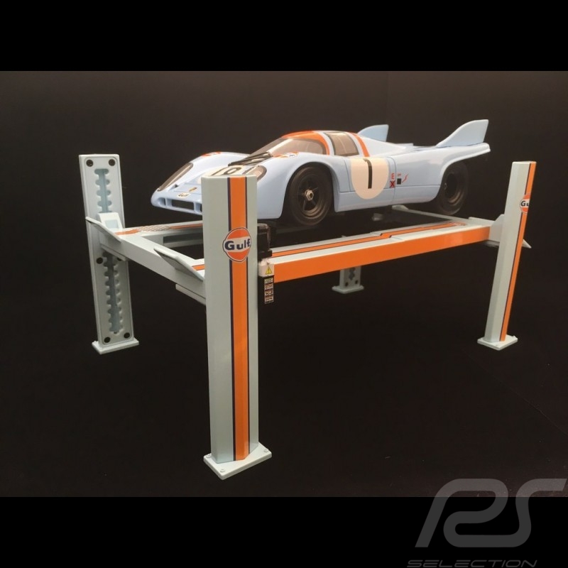 Four-Post Lift / Hebebühne Gulfblau aus Metall 1/18