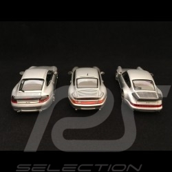 Trio Porsche 911 Turbo type 964 993 996 grey metallic 1/43 Minichamps 943069103 943069203 943069303