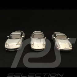 Trio Porsche 911 Turbo type 964 993 996 grey metallic 1/43 Minichamps 943069103 943069203 943069303