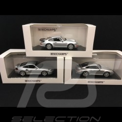 Trio Porsche 911 Turbo type 964 993 996 grau metallic 1/43 Minichamps 943069103 943069203 943069303