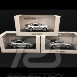 Trio Porsche 911 Turbo type 964 993 996 grey metallic 1/43 Minichamps 943069103 943069203 943069303