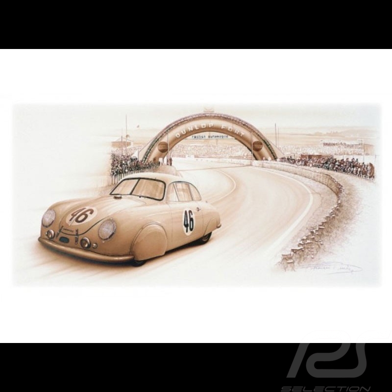 Porsche Poster 356 Le Mans 1951 n° 46 François Bruère - N109
