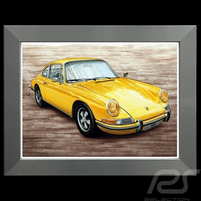 Porsche Poster 356 Le Mans 1951 n° 46 Aluminium Rahmen François Bruère - N109