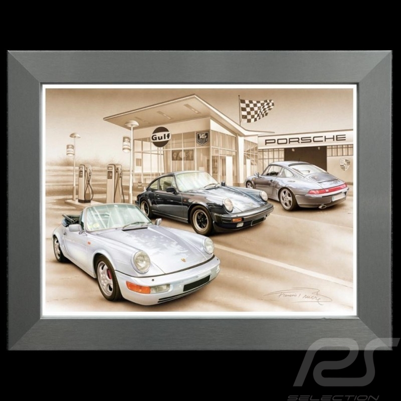 Porsche Poster 911 SC air evolution 1977-1998 Aluminium Rahmen François Bruère - N127