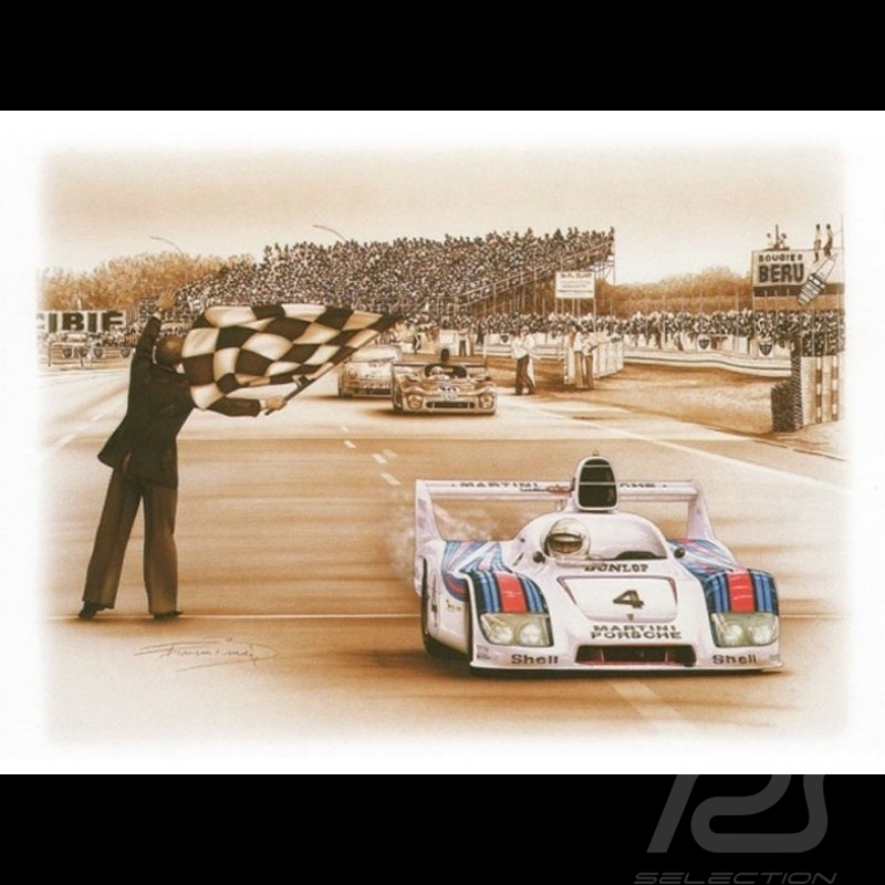 Porsche Poster 936 vainqueur Le Mans 1977 n° 4 François Bruère - N69 Porsche Poster 936 vainqueur Le Mans 1977 n° 4 François Bruère - N69