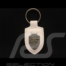 Porsche Schlüsselanhänger Wappen Weiß / Silber