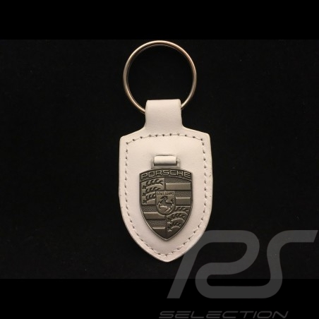 Porsche Schlüsselanhänger Wappen Weiß / Silber