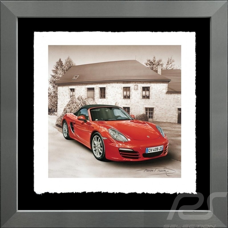 Porsche Poster Boxster rot Aluminium Rahmen François Bruère - VA115