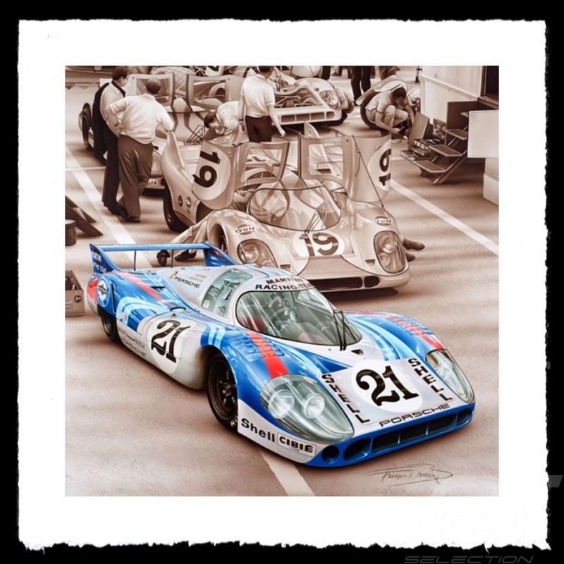 Porsche Poster 917 LH Le Mans 1971 n° 21 Martini François Bruère - VA101 Porsche Poster 917 LH Le Mans 1971 n° 21 Martini François Bruère - VA101