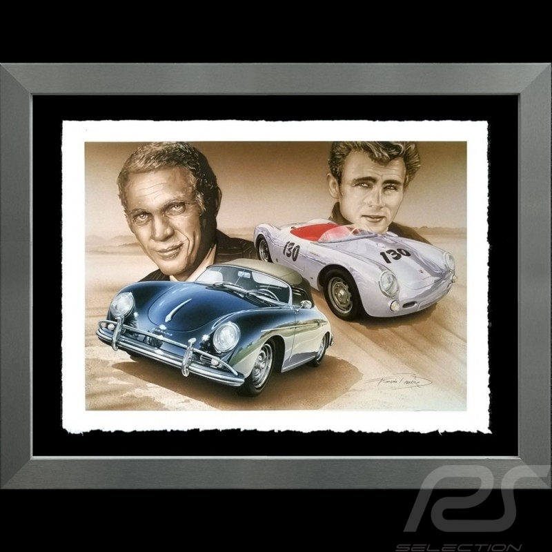 Porsche Poster 550 James Dean 356 Steve McQueen aluminum frame François Bruère - VA133