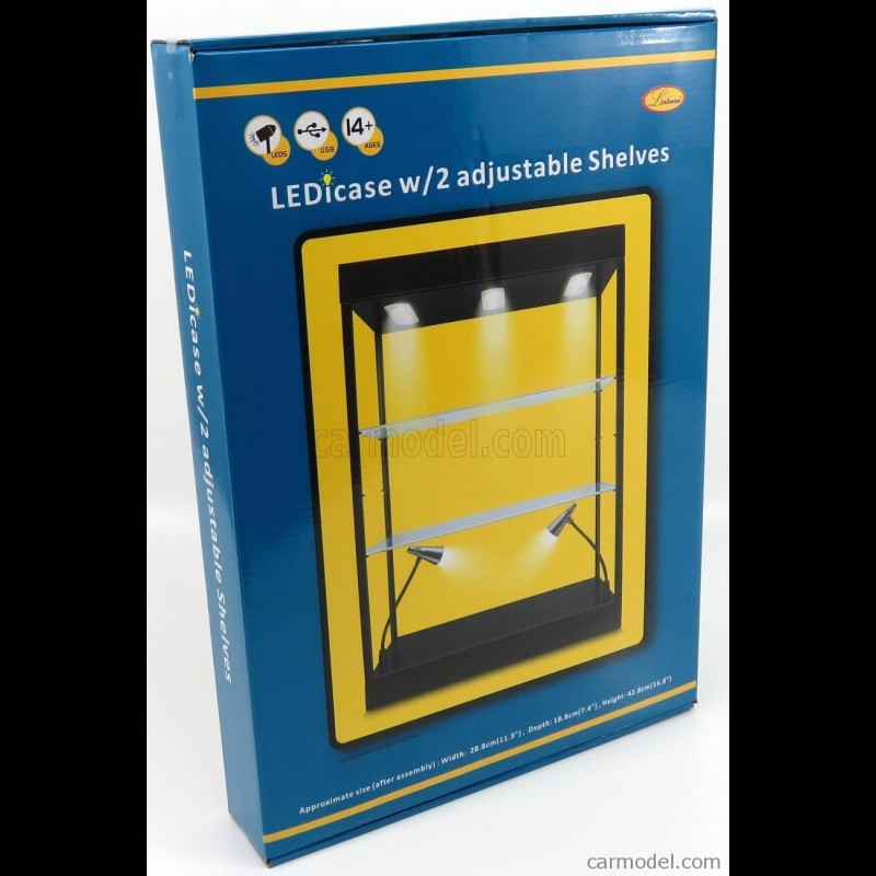 Large Led Display Case Big LED Lighted Display Case 1/18 1/24 1/43 black with shelves T9-69927