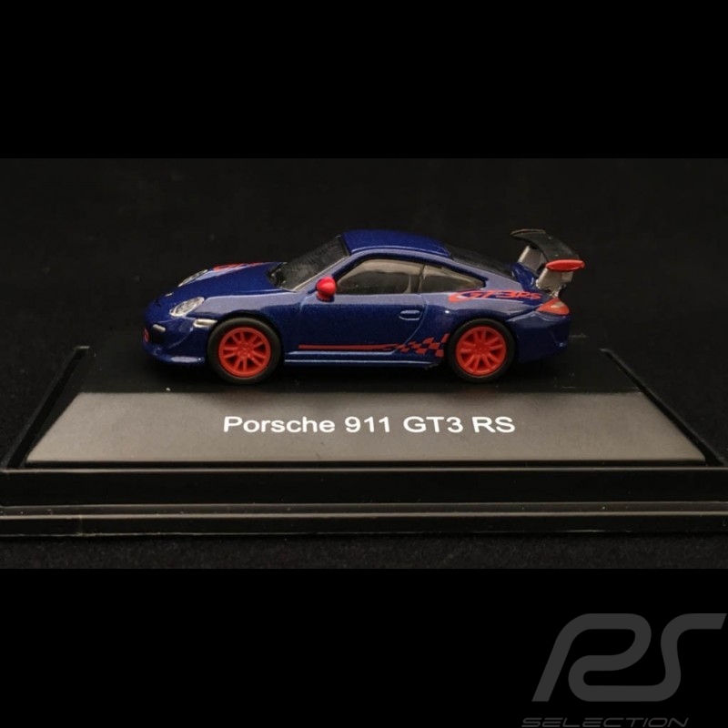 Porsche 911 GT3 RS type 997 2010 aquatic blue red stripe 1/87 Schuco 452631600