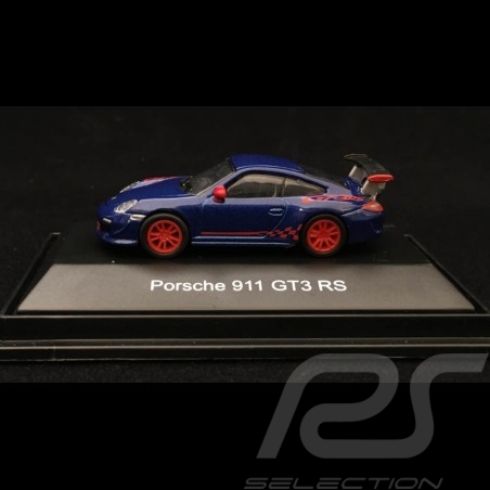 Porsche 911 GT3 RS type 997 2010 1/87 Schuco 452631600 bleu aquatique bande rouge aquatic blue red stripe aquablau rote Streife 