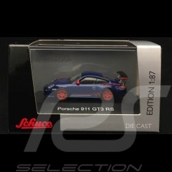 Porsche 911 GT3 RS type 997 2010 aquablau rote Streife 1/87 Schuco 452631600