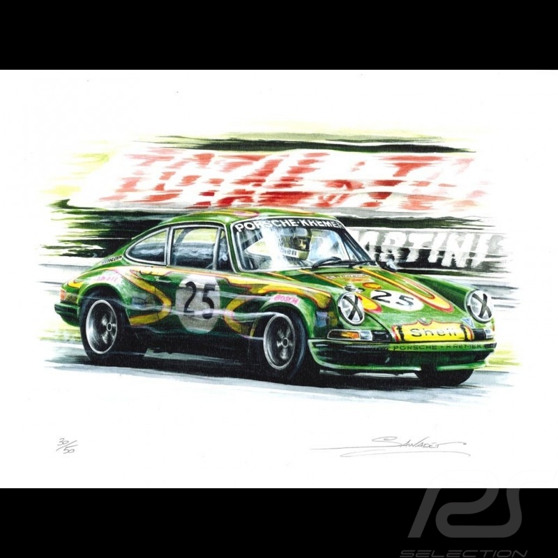 Porsche 917 K Martini Racing 1971 reproduction d'un dessin original de Sébastien Sauvadet
