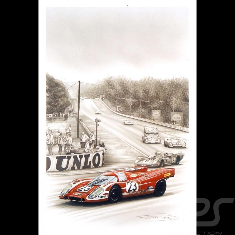 Porsche Postkarte 917 K Sieger Le Mans 1970 n° 23 Salzburg François Bruère - CP57