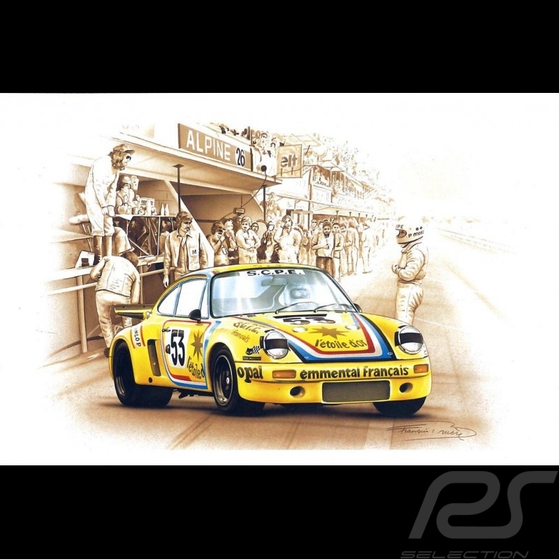 Porsche Postkarte 911 Carrera RSR Le Mans 1975 n° 53 Cachia François Bruère - CP82