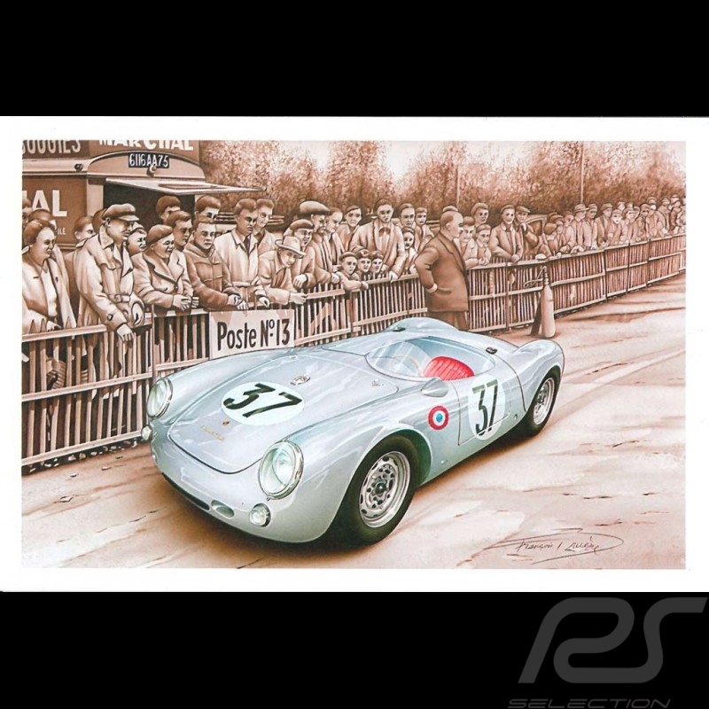 Porsche Postkarte 550 Le Mans 1955 n° 37 François Bruère - CP150