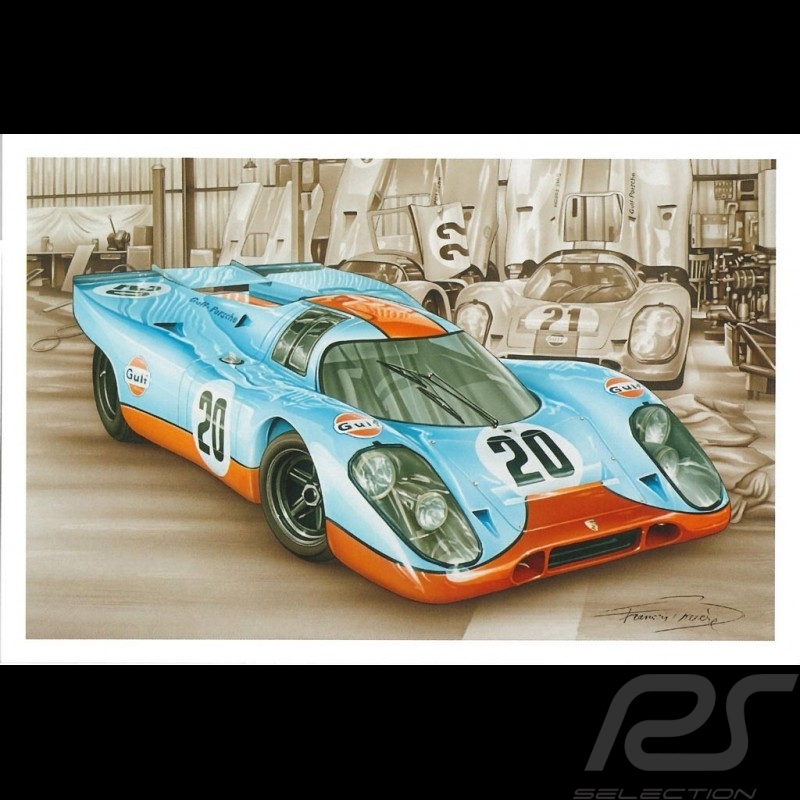 Porsche Postkarte 917 K Le Mans 1970 n° 20 Gulf François Bruère - CP138