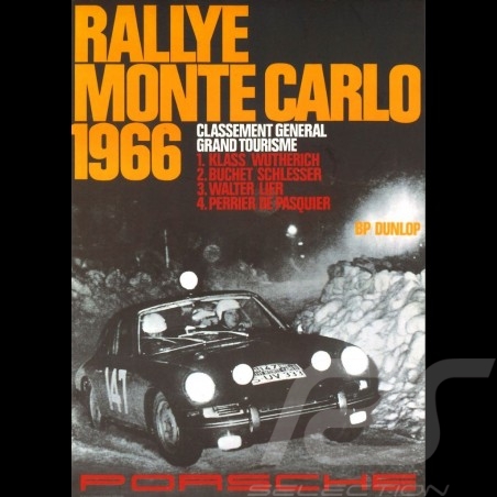 Postkarte Porsche 911 n° 147 Sieger Rallye Monte Carlo 1966 10x15 cm