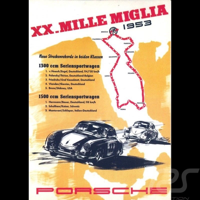 Postcard Porsche 356 XX. Mille Miglia 1953 10x15 cm