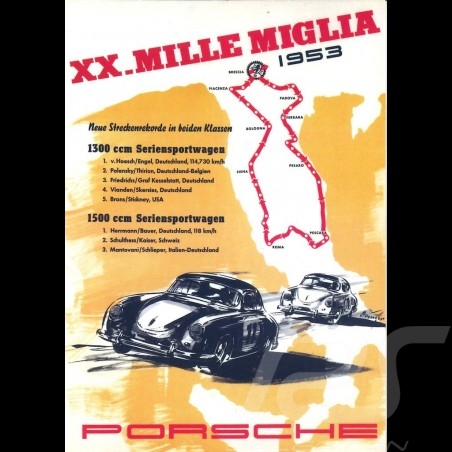 Carte postale Porsche 356 XX. Mille Miglia 1953 10x15 cm
