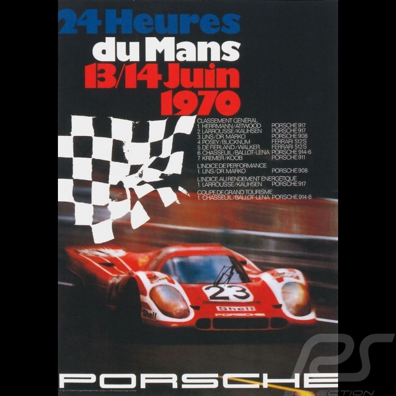 Carte postale Porsche 917 n° 23 vainqueur winner sieger 24h Le Mans 1970 10x15 cm