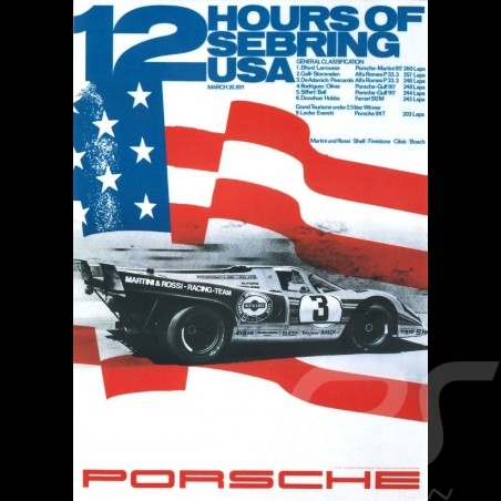 Carte postale Porsche 917 n° 3 Martini vainqueur winner sieger 12h Sebring 1971 10x15 cm