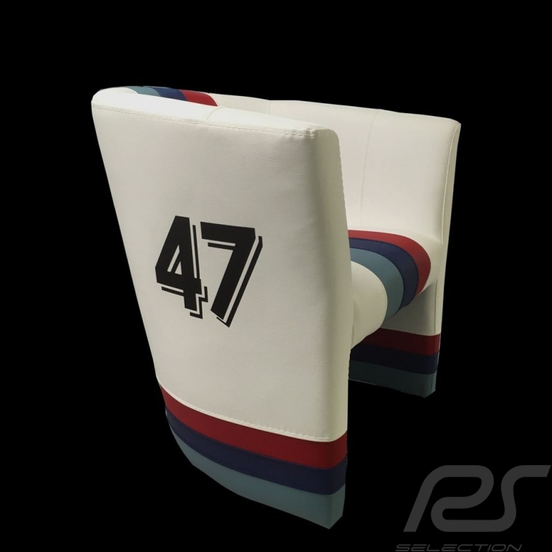 Cabrio Stuhl Racing Inside n° 47 weiß / Motorsport Streifen