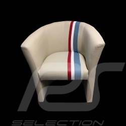 Fauteuil cabriolet Tub chair Tubstuhl Racing Inside n° 53 Herbie blanc cassé / bande tricolore