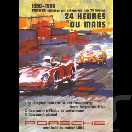 Carte postale Porsche 550 / 356 victoires victories siege Le Mans 1950 - 1956 10x15 cm