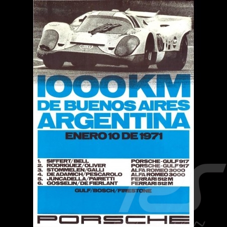 Postcard Porsche 917 n° 30 Gulf winner 1000km Buenos Aires 1971 10x15 cm