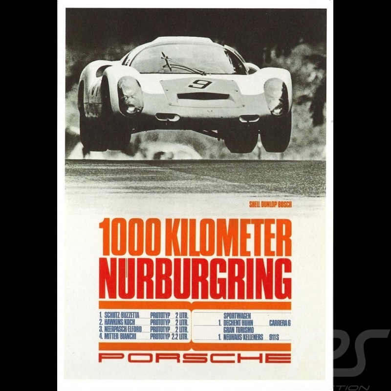 Carte postale Porsche 910 vainqueur 1000km Nurburgring 1967 10x15 cm